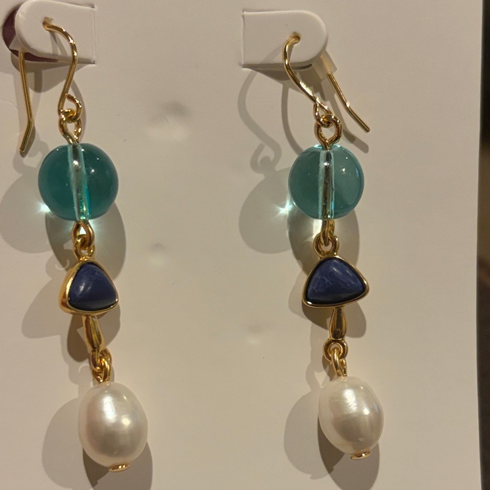 J. Crew Freshwater Pearl and Bead Drop Earrings/NWT - Picture 6 of 9
